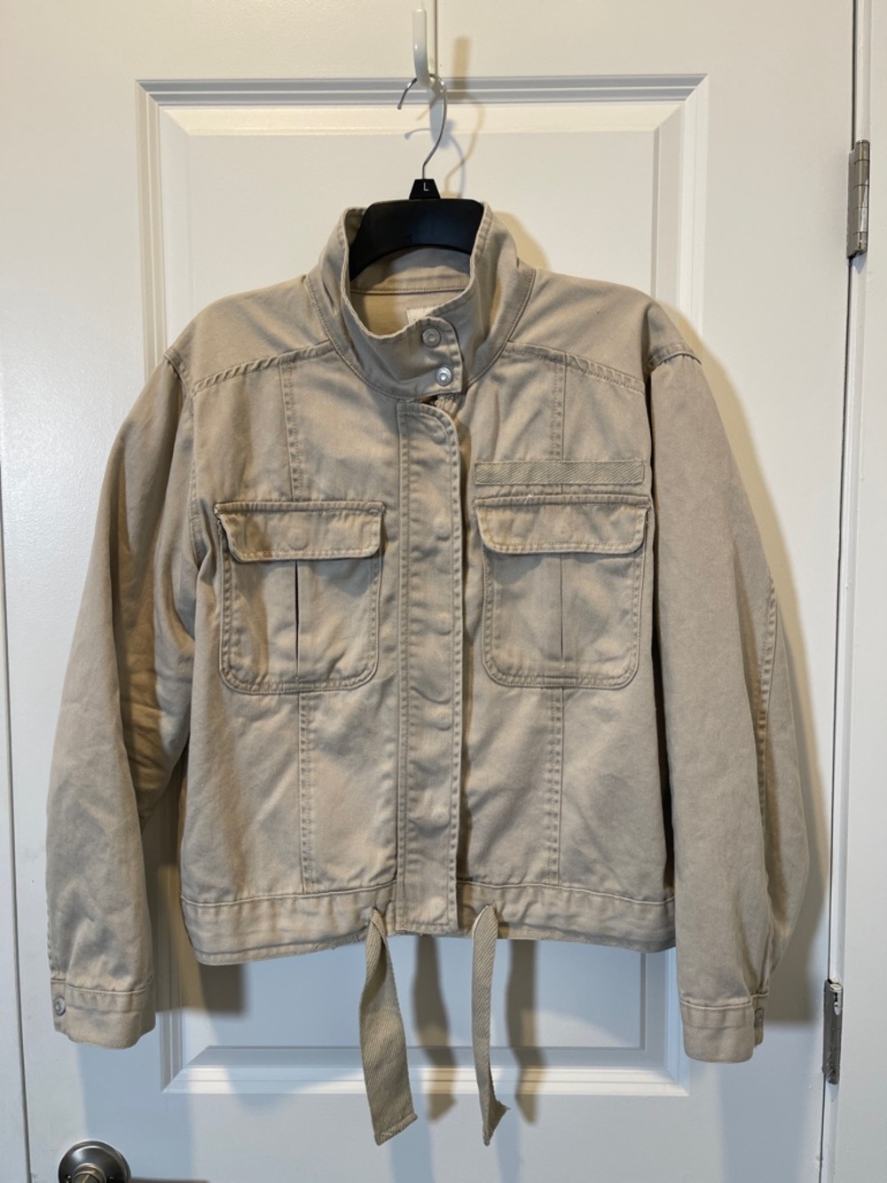 Kensie Beige Utility Drawstring Jacket - Picture 2 of 5